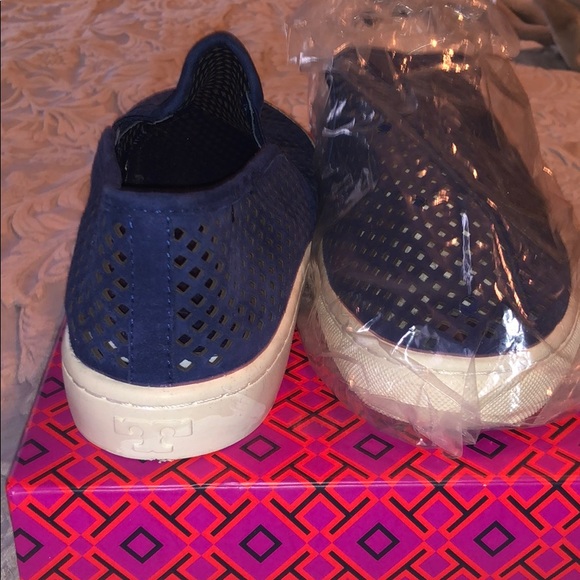 Tory Burch suede navy slip on sneaker - Picture 4 of 6